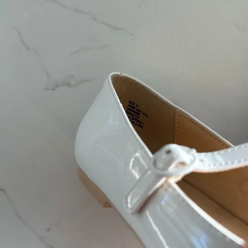 Janie and Jack Mary Jane Flat in White Size 1K